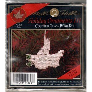 Mill Hill Holiday Ornament Counted Cross Stitch Glass Bead Kit Dove - New